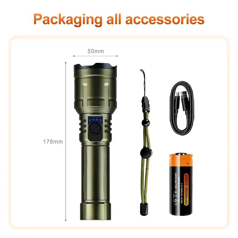 Helius F969 High Power White Laser Zoomable Flashlight