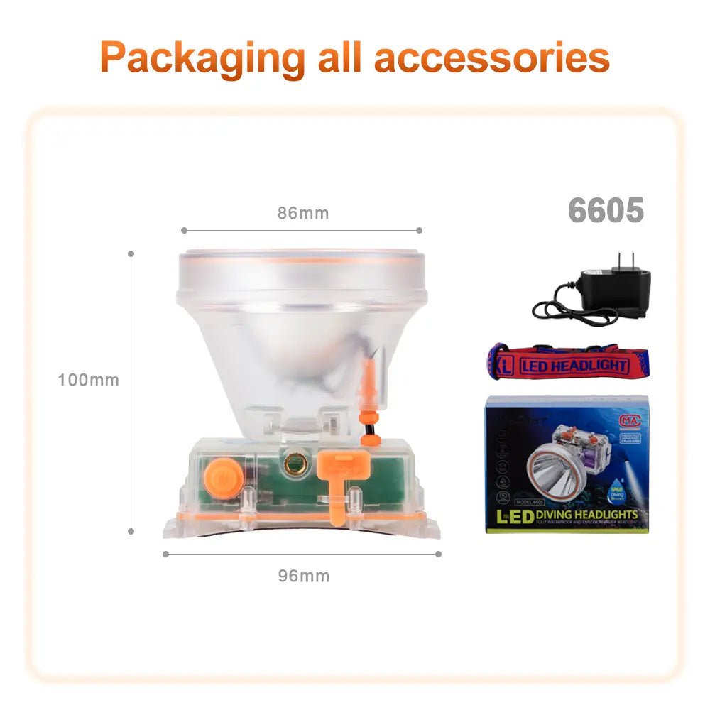 Helius XJ-6605 Rechargeable 80° Adjustable Scuba Diving Headlamp