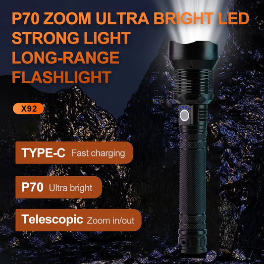 Helius X92 ABS Rechargeable Zoomable LED Flashlight