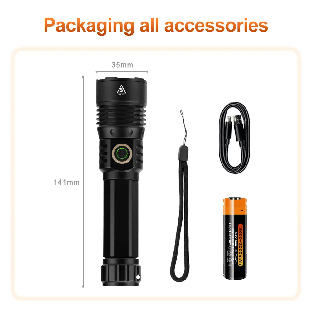 Helius YD01 1350 Lumens Zoomable USB Rechargeable LED Flashlight