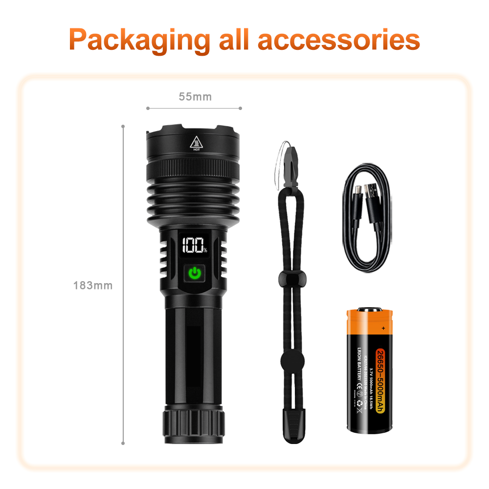 Helius YD04 3 White Laser LED Zoomable Rechargable Flashlight