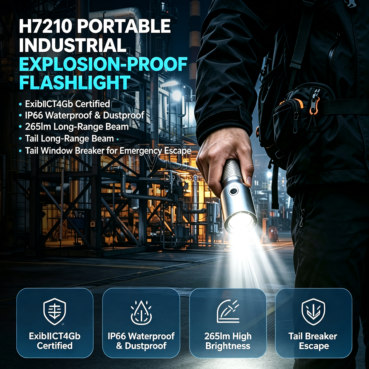 H7210 Oneness Energy-Saving Explosion-Proof Flashlight (Press-button switch type)
