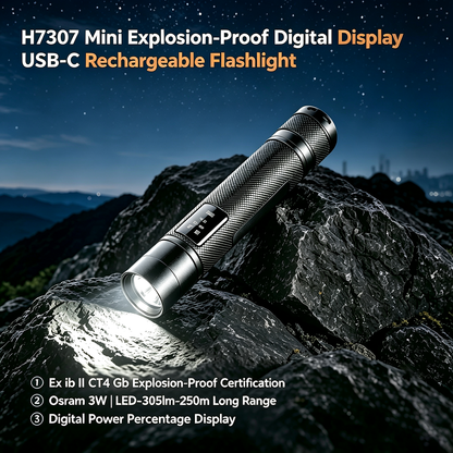 H7307 Smart Digital Display Explosion-Proof Flashlight (ExibIICT4) – Industrial & EDC All-Rounder