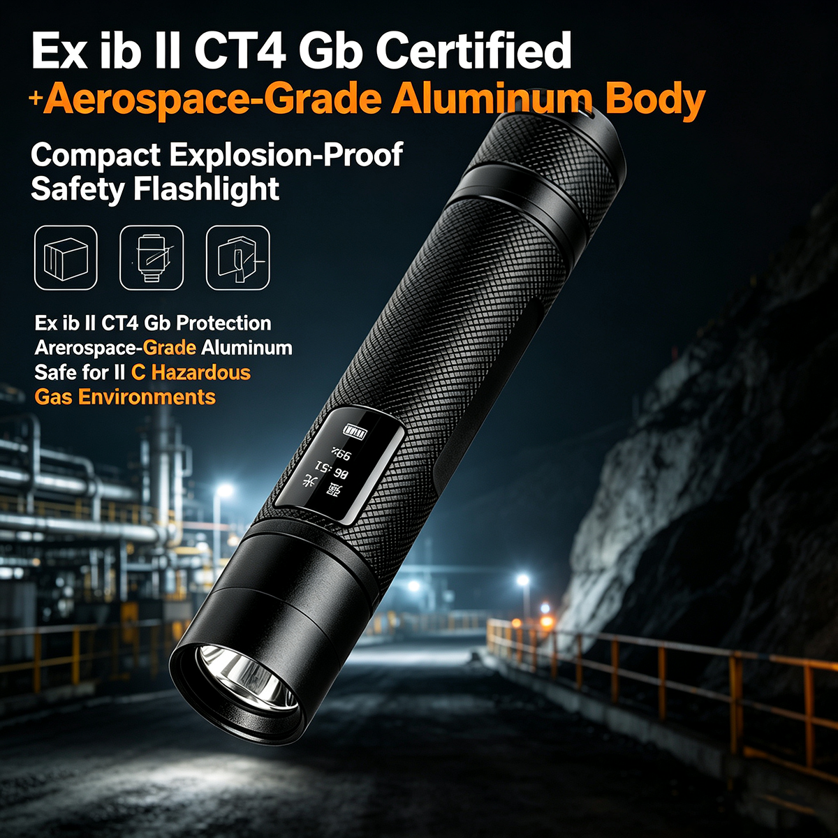 H7307 Smart Digital Display Explosion-Proof Flashlight (ExibIICT4) – Industrial & EDC All-Rounder