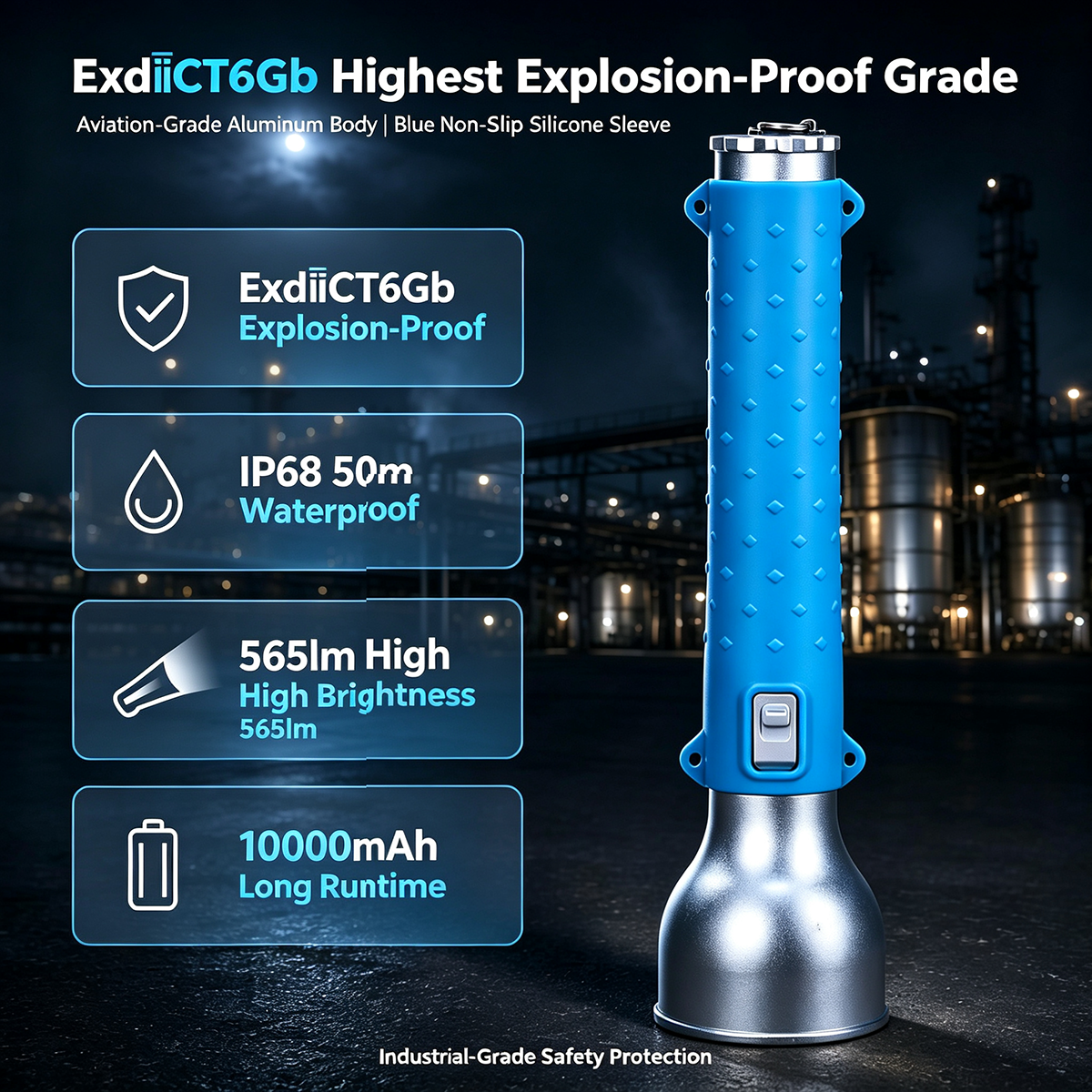 H7211 Highest Explosion-Proof Flashlight (ExdIICT6) – For Chemical Plants & Gas Stations