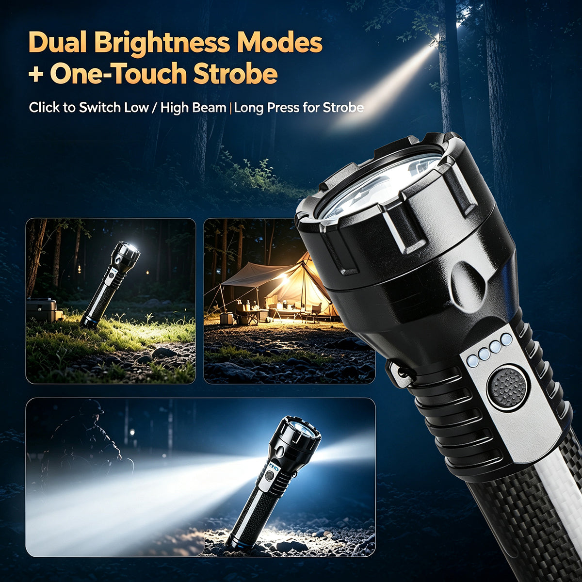 H7520 Ultra-Light Carbon Fiber Flashlight (180lm / 270m Beam) – Perfect for Hiking, Camping & Home Emergency