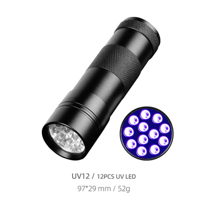 UV12 Mini UV Flashlight (390-400nm) – Ultra-Light 53.2g / Fluorescence Detection / Pet Urine / EDC Carry