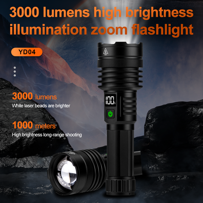 Helius YD04 3 White Laser LED Zoomable Rechargable Flashlight