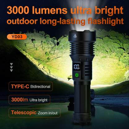 Helius YD03 3000 Lumens White Laser Rechargable Flashlight