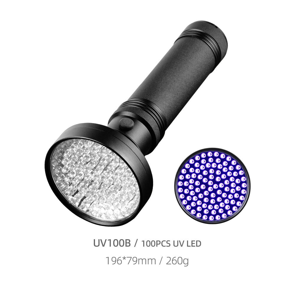UV51B / UV68 / UV100B Professional UV Flashlight Series (390-400nm) – Fluorescence Detection / Pet Urine / Industrial Inspection