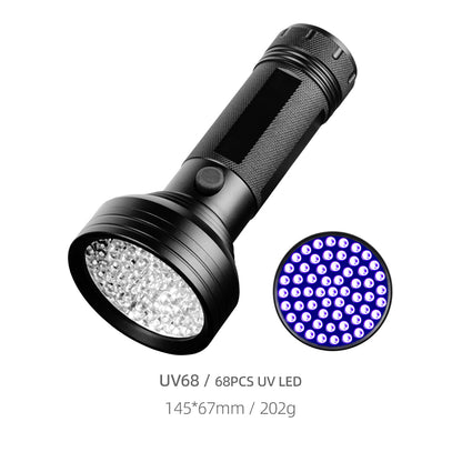 UV51B / UV68 / UV100B Professional UV Flashlight Series (390-400nm) – Fluorescence Detection / Pet Urine / Industrial Inspection