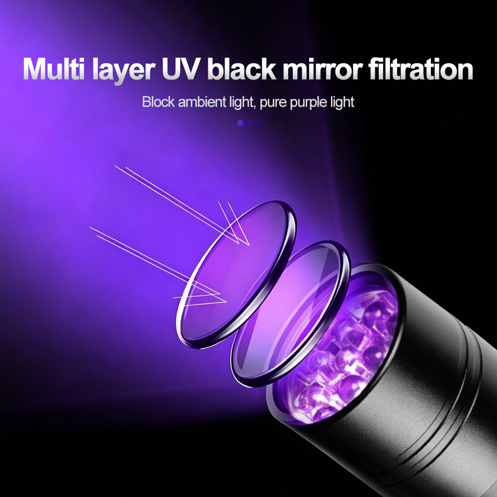 UV12 Mini UV Flashlight (390-400nm) – Ultra-Light 53.2g / Fluorescence Detection / Pet Urine / EDC Carry