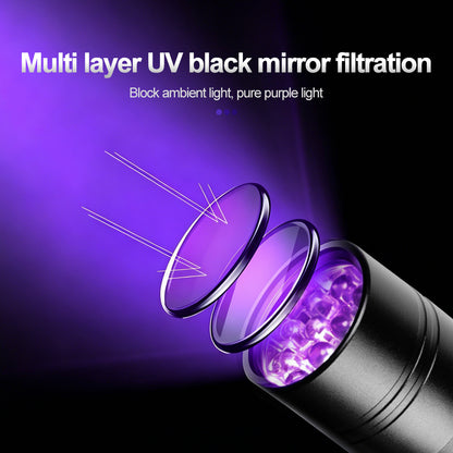 UV12 Mini UV Flashlight (390-400nm) – Ultra-Light 53.2g / Fluorescence Detection / Pet Urine / EDC Carry