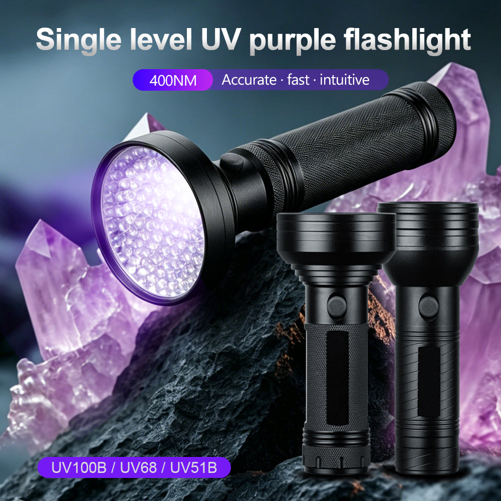 UV51B / UV68 / UV100B Professional UV Flashlight Series (390-400nm) – Fluorescence Detection / Pet Urine / Industrial Inspection