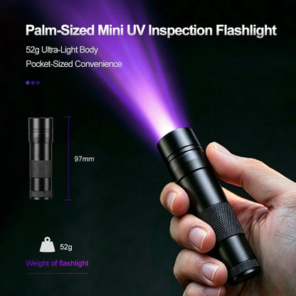 UV12 Mini UV Flashlight (390-400nm) – Ultra-Light 53.2g / Fluorescence Detection / Pet Urine / EDC Carry