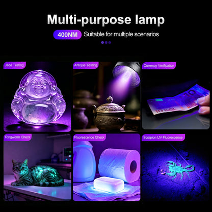 UV100C / UV128B Professional UV Flashlight (390-400nm) – Fluorescence Detection / Pet Urine / Industrial Inspection