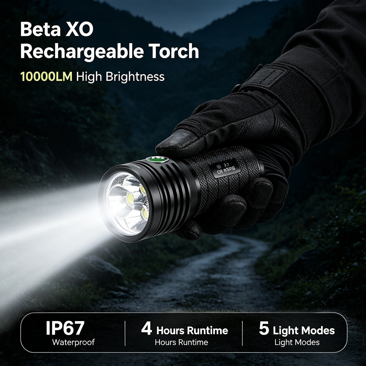 10000 Lumens High Power Flashlight BETA XO