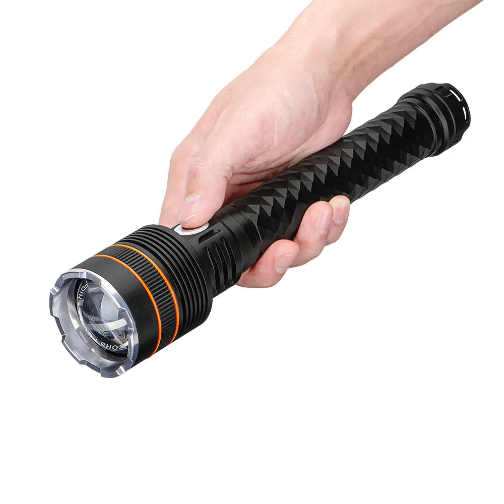 4000 lumen rechargeable flashlight Police Security Twin Power Lumens and a SLIDE FOCUS with beam lock for precise lighting control SKYFIRE 4000 Lumens Rechargeable Flashlight,