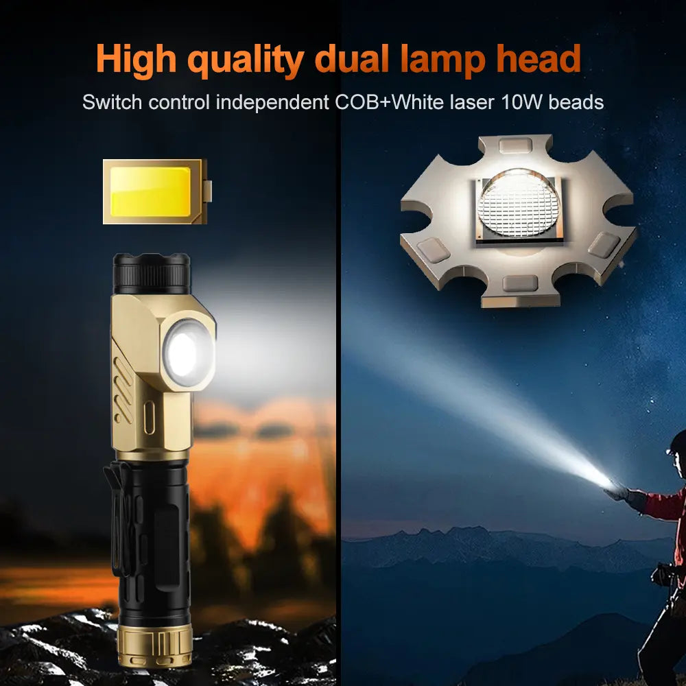 Helius F302 90° Angle Adjustable Dual-LED Flashlight