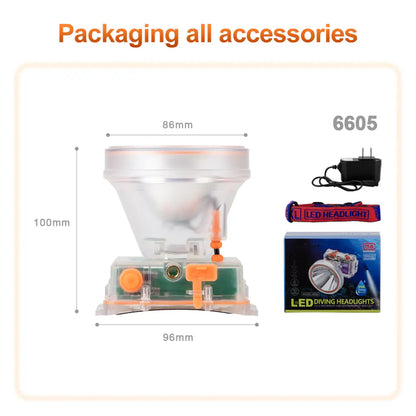 Helius XJ-6605 Rechargeable 80° Adjustable Scuba Diving Headlamp