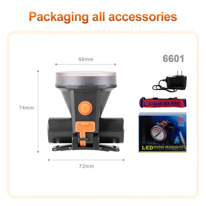 Helius XJ-6605 Rechargeable 80° Adjustable Scuba Diving Headlamp