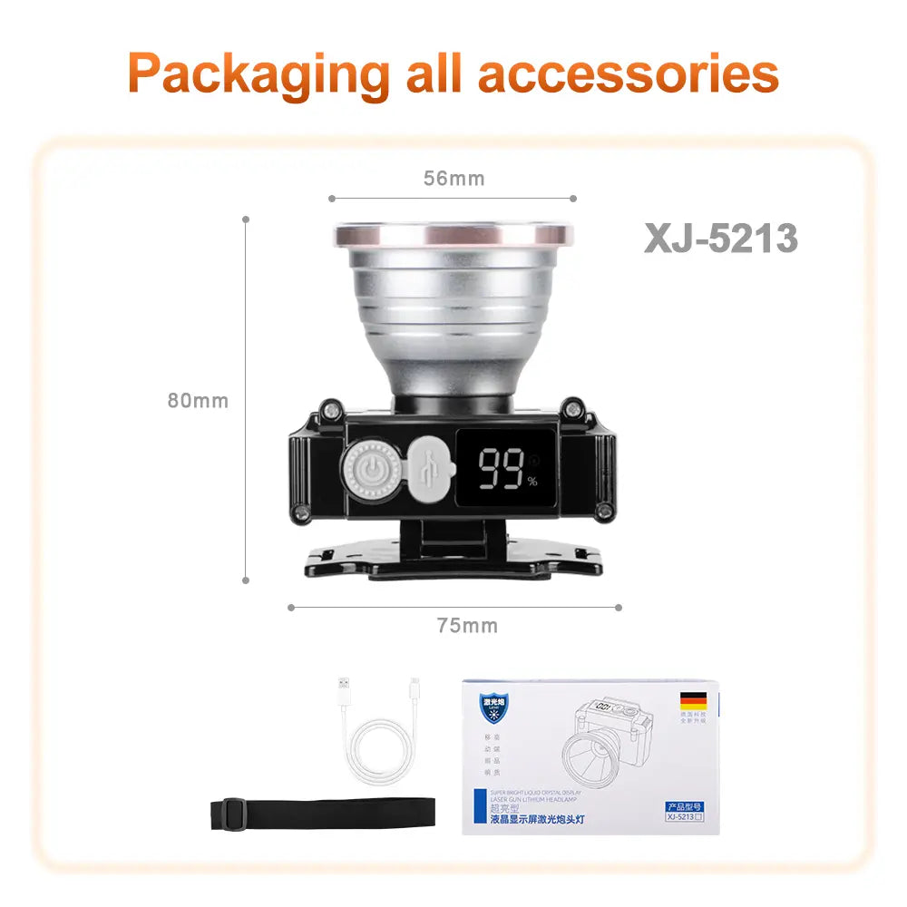 Helius XJ-5213 45° Adjustable Rechargeable White Laser Headlamp