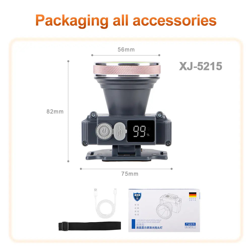 Helius XJ-5213 45° Adjustable Rechargeable White Laser Headlamp