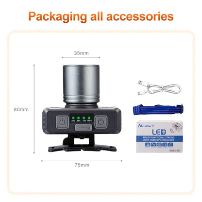 Helius XJ608 Lightweight 90° Angle Adjustable Rechargeable LED Headlamp