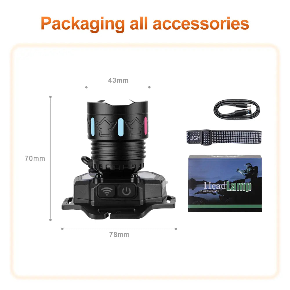 Helius H-8501-1 White with Blue Dual Laser Beads COB Headlamp