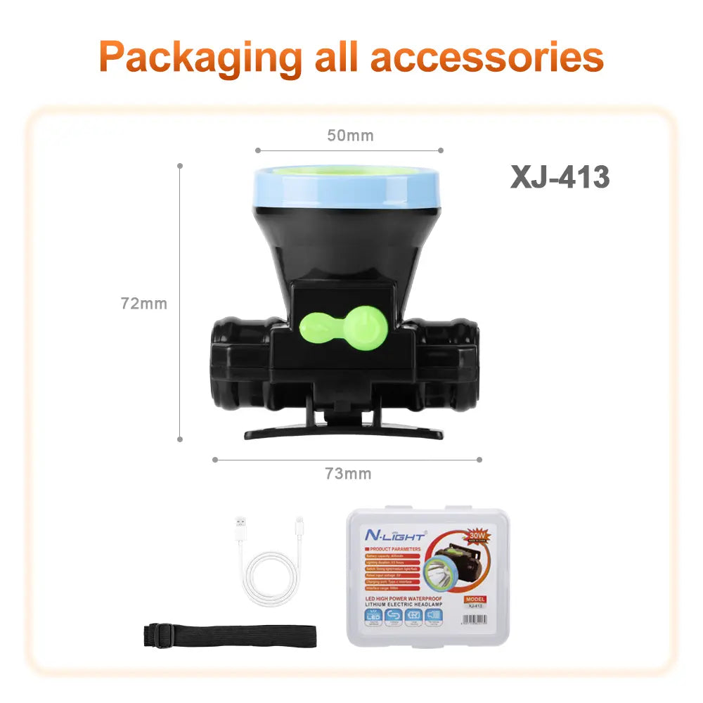 Helius XJ415 Lightweight Build In Battery LED Headlamp