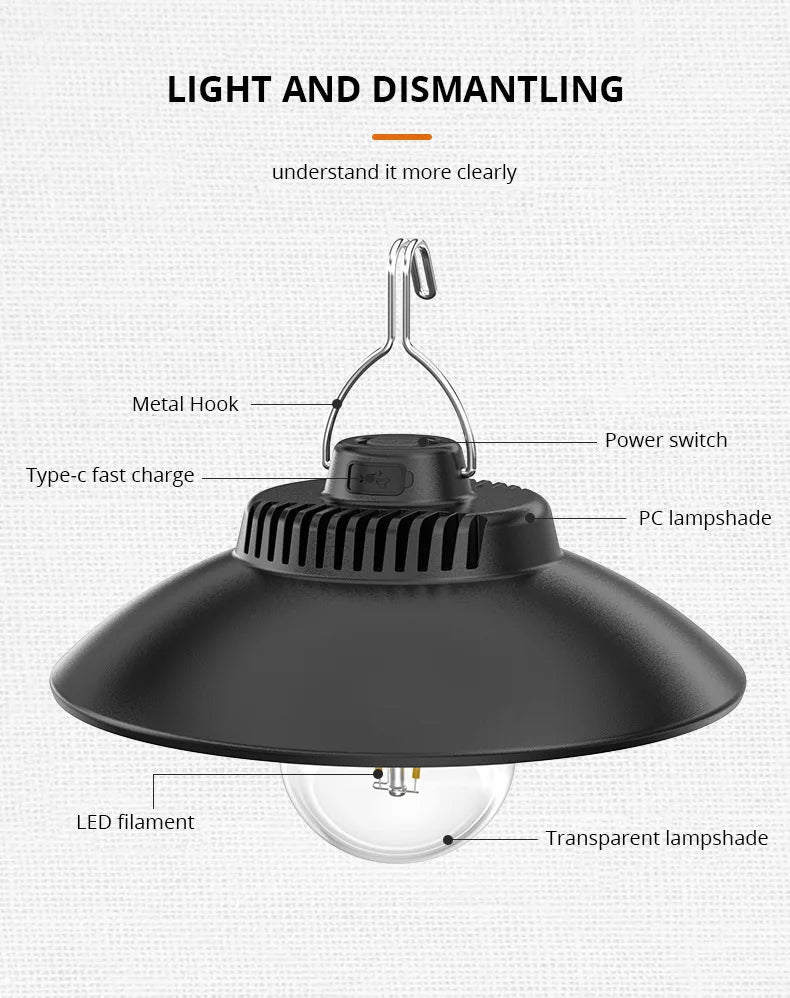 LY11 Rechargeable Led Camping Hanging Light With Hook