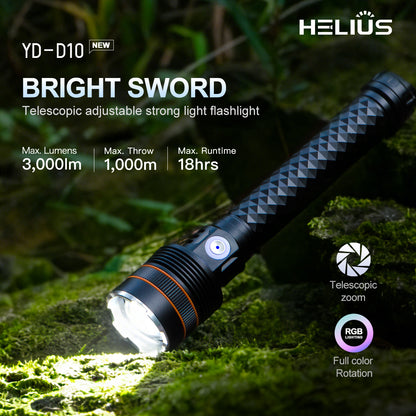 Helius YD-D10 4000 Lumens Zoomable Flashlight