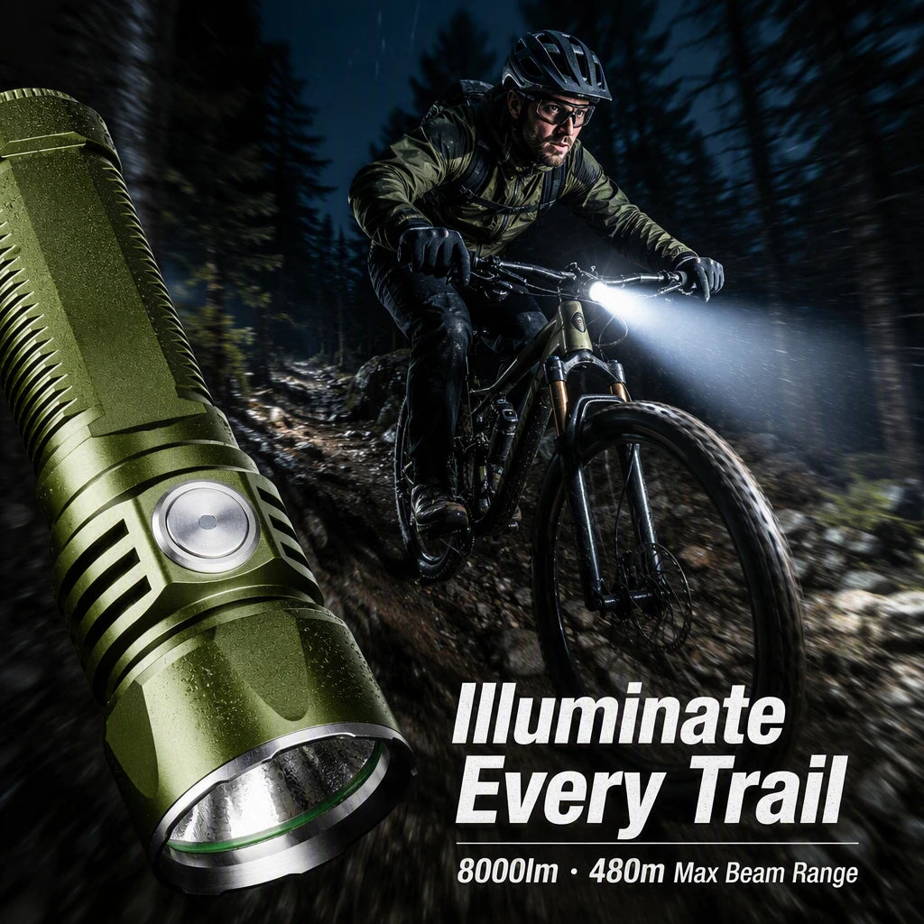 Helius E35pro Bike Flashlight — 8000LM P70.4, 480m, IPX7, USB-C