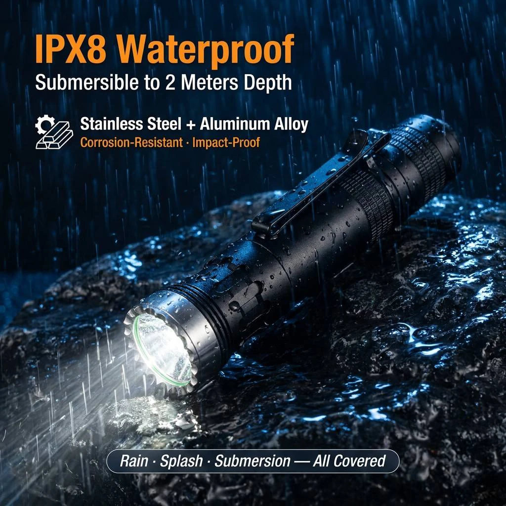 Helius RS30 Tactical Flashlight — 2300LM SFT40, IPX8, 435m, Dual Tube