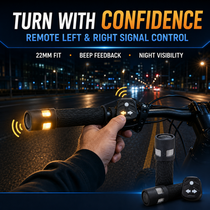 Smart Bike / Scooter Handlebar Turn Signals – RGB LEDs / Wireless Remote / Anti-Theft Alarm / Type-C Charging