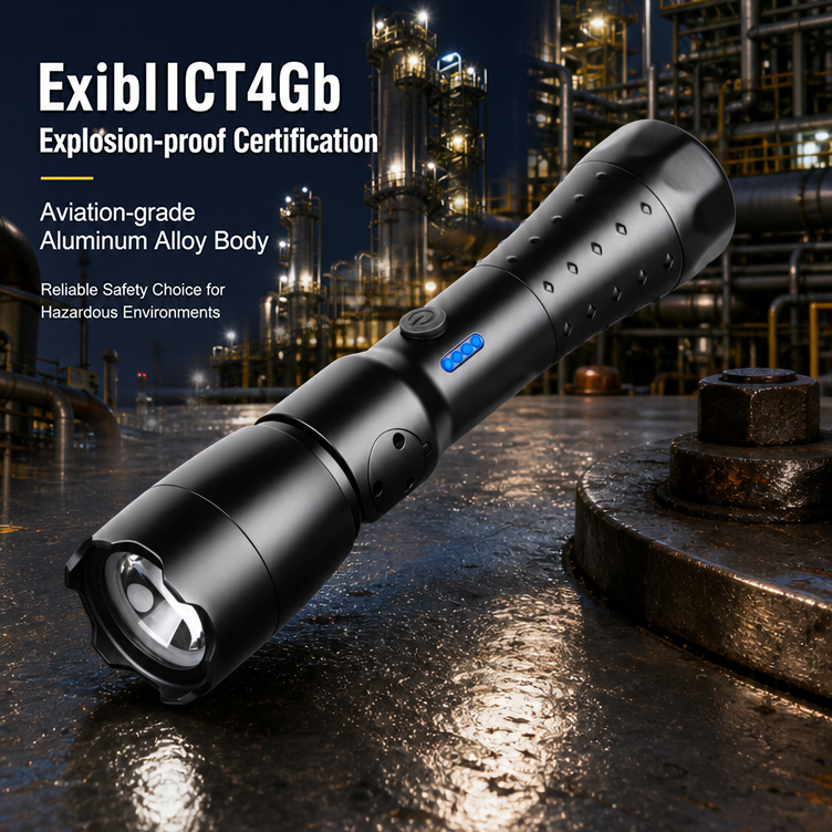 H7633 / H7633A Rotating Focus Explosion-Proof Flashlight (ExibIICT4) – 90° Swivel Head + Zoom Focus + Magnetic Base