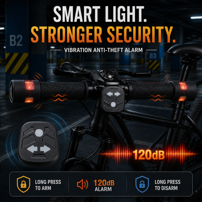 Smart Bike / Scooter Handlebar Turn Signals – RGB LEDs / Wireless Remote / Anti-Theft Alarm / Type-C Charging