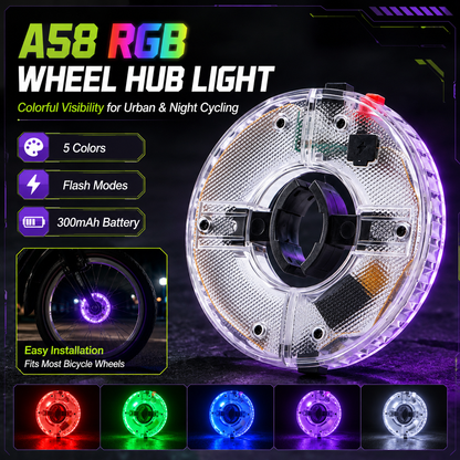 A58 Detachable RGB Magnetic Induction Light – 10 Colors / Vibration Sensor / Magnetic Mount / Night Cycling & Running Safety