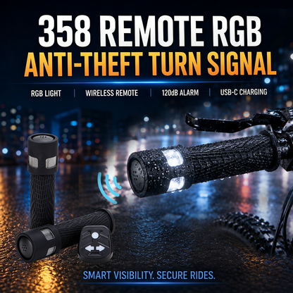 Smart Bike / Scooter Handlebar Turn Signals – RGB LEDs / Wireless Remote / Anti-Theft Alarm / Type-C Charging