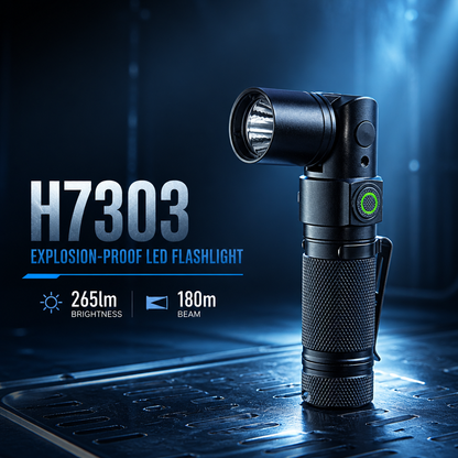 H7303 Folding Angle Explosion-Proof Flashlight (ExibⅡCT4) – 180° Swivel Head + Magnetic Base + Smart Battery Ring