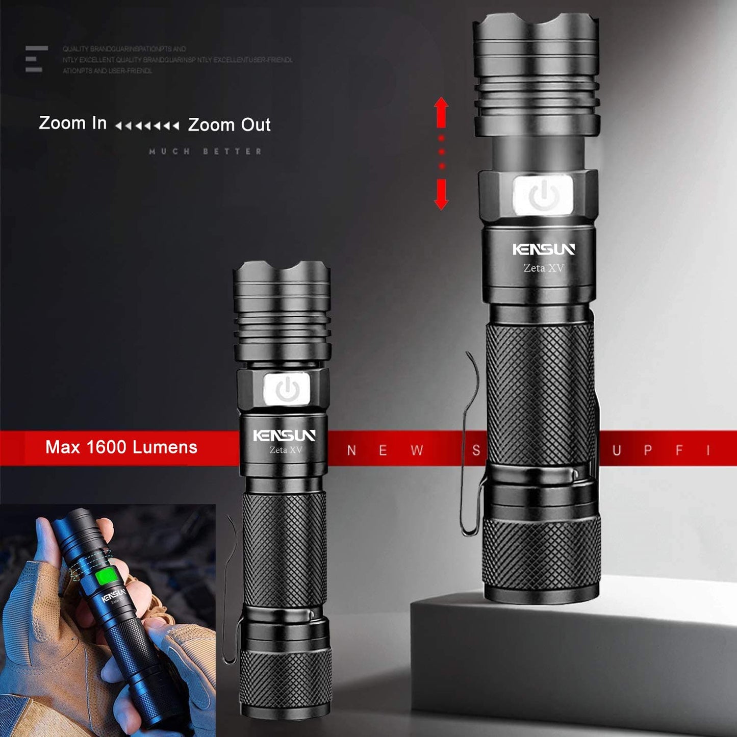 Zeta XV | Convenient Powerful Zoomable 1600 lumens Flashlight